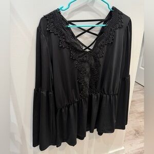Maurices Black Lace Detail Blouse